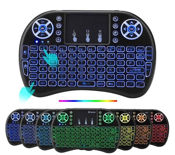 20 piezas Rii i8 teclado inalámbrico retroiluminación ratón remoto con panel táctil portátil para TV BOX X96 TX3 mini5138147