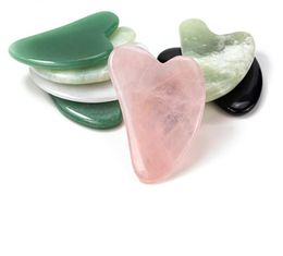 20pcs Green Rose Blanc Purple Quartz Jade Guasha Board Pink Natural Stone Scraper Gua Sha Tools Face Nou Back Corps Heath Tool9712189