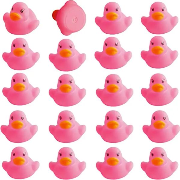 20pcs Rubber Duck Baby Bath Toys Pink Rubberch Ducks Float Squeak Duckies Gift For Baby Toddler Infant Dow