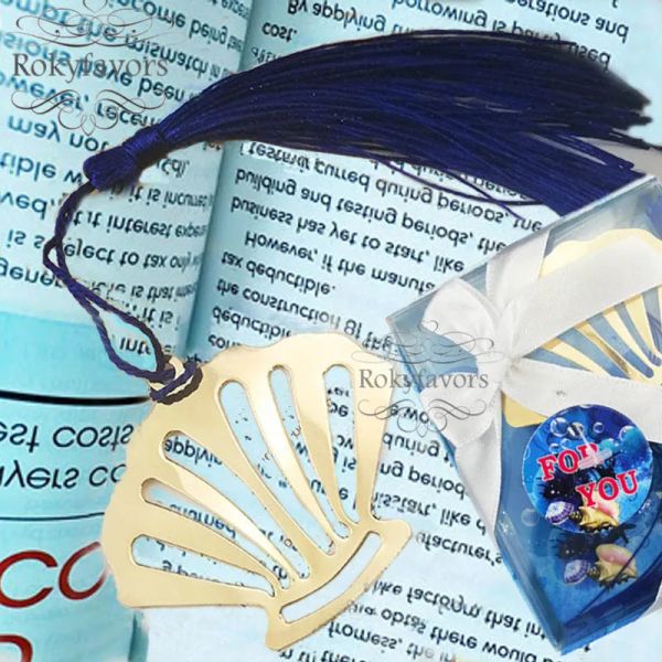 20pcs Bookmark Seashell With Tassel Mariage Favors Cadeaux d'anniversaire Bridal Shower Ocean Thème Event KeepSake Party Giveaways Ideas LL