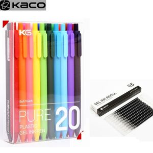 20 unids / set KacoGreen KACO Sign Pen 0.5mm Plumas de firma PREMEC Smooth Suiza Recarga MiKuni Japón Tinta colorida 201202