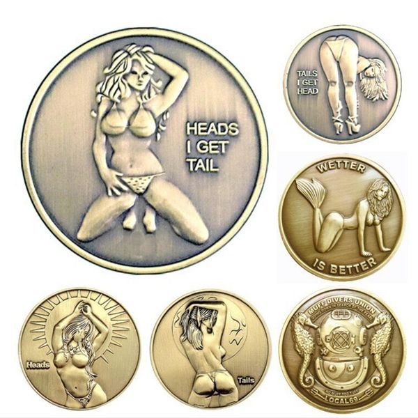 20 piezas mujer Sexy moneda sirena monedas Retro Lucky Lady moneda conmemorativa