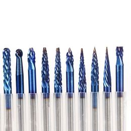 Freeshipping 20Pcs Shank Blue Coated Cnc End Mills Carbide Milling Cutter Cnc Router Bit For Milling Machine Pcb Engraving Wbrpf
