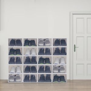 20 stks schoenendoos set opvouwbare opslag plastic heldere home organizer rek stack 240420