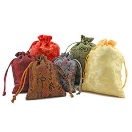 20 pezzi sacchetto dell'organizzatore di gioielli con coulisse in seta 9x12 cm 10x14 cm sacchetto regalo di nozze di Natale in raso collana braccialetto pettine Packaging270E