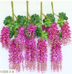 24 -stcs Silk Wisteria Flower Rattans 110cm/ 65cm Simulatie Wisteria Bloemen voor bruiloft Kerstmis kunstmatige decoratieve bloemen 6 kleuren