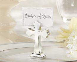 20 pièces argent croix nom numéro Menu Table Place porte-carte Clip mariage bébé douche fête réception faveur