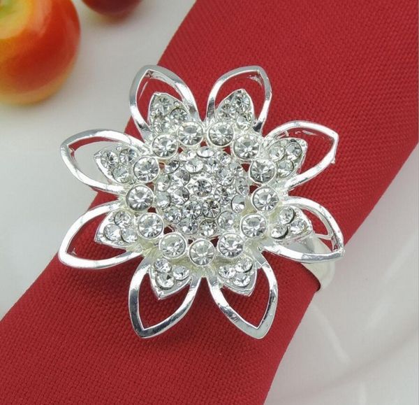 20 pièces argent plaqué strass perlé fleur serviette anneau Serviette porte-boucle hôtel fête de mariage faveur décor