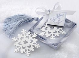 20pcs argent en acier inoxydable Snowflake Bookmark pour le mariage Baby Shower Party Favor Favor Gift Souvenirs CS0067310038