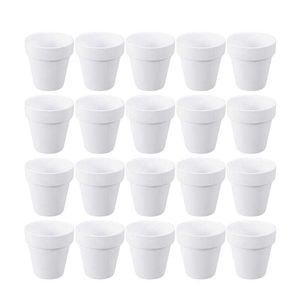 20pcs Petit pot de fleur blanche Pot de plante Argile Céramique Poterie Planteur Cactus Pots de fleurs Succulents Pots de pépinière avec trou (blanc) 210615