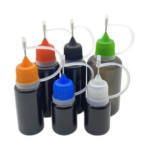 20 piezas contenedor vacío suave 5ml 10ml 15ml 30ml botella cuentagotas de plástico negro para vial de PE líquido con puntas de aguja de Metal N93V