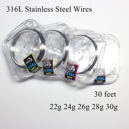 20 stks Rvs 316L Weerstand Draden SS 30 voet 30Ft Coils Verwarming Draad AWG 22g 24g 26g 28g 30g Gauge voor RDA