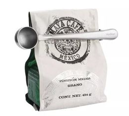 20pcs en acier inoxydable Coffee Mesure Scoop Assaisme Spoon Spoon Ice Cream cuill with Bag Seal Clip Silver9206395