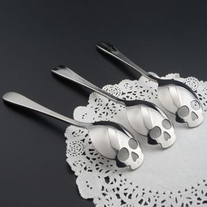 Cuchara de té con calavera de azúcar para 20 piezas, cucharas de café inoxidables, cuchara de postre, vajilla para helado, accesorios de cocina