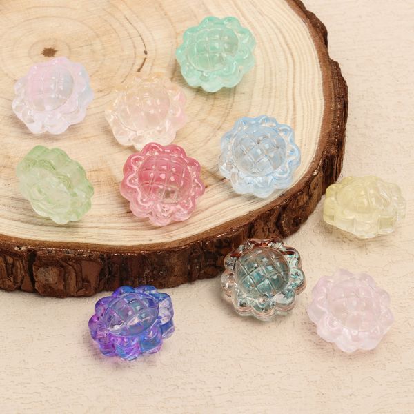 20pcs de forma de girasol lámpara de vidrio cuentas multicolor multicolores transparentes cuentas de cristal para joyas que fabrican amortizadores de bracelets accesorio