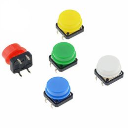 20pcs Táctil Push Botón Interruptor Momentario 12/12/7.3 mm Botón Micro Switch + 25pcs Capa de tacto (5 colores) para Arduino Switch