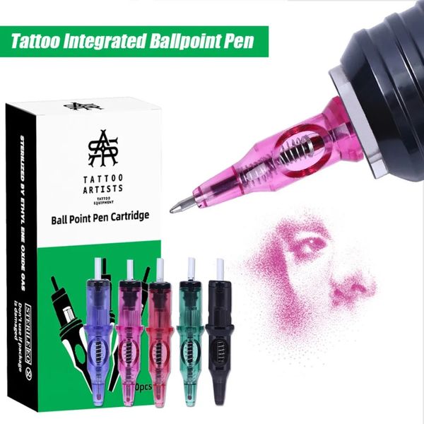 20pcs tatouage stylo à bille intégré jetable 5 couleurs universel tatouage dessin pratique cartouche aiguilles pour machine rotative 240219