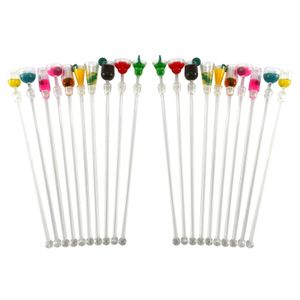 20pcs Tropical Drink Signors Cocktail Bar de 9 pouces avec motifs de verre à vin réutilisables 240529