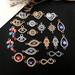 20 -stks Turkse kwade eye hanger dubbele verbinding blauwe rode ogen charms hangers voor doe -het -zelf ketting oorbellen sieraden accessoires