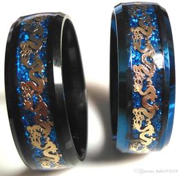 20pcs Unique Black Blue 316L Ring Dragon en acier inoxydable Vintage Mens Cool Fashion Ring Qualité Jerwelry Whole Brand New6227363