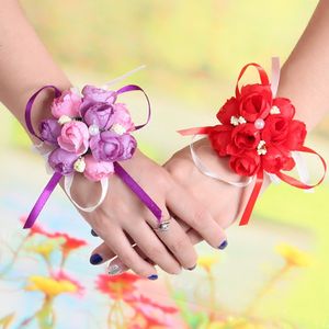 20 pièces mariage demoiselle d'honneur poignet fleur main bricolage boutonnières soie artificielle Rose Bouquet accessoires accessoires de tir