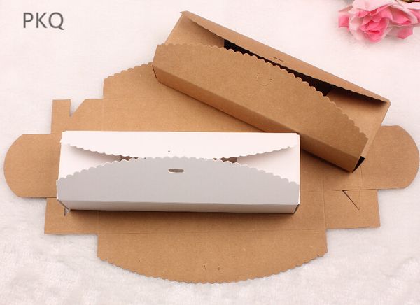 Caja de macarrones blancos/marrones de 20 piezas, caja de embalaje de papel Kraft, caja de papel para Chocolate, 23x7x4cm