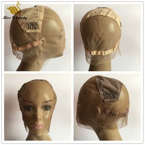 20 piezas al por mayor gorra de encaje para hacer pelucas Frontal FullLace peluca de pelo hecha a mano negro marrón Rubio LaceCap con Clips correas ajustables