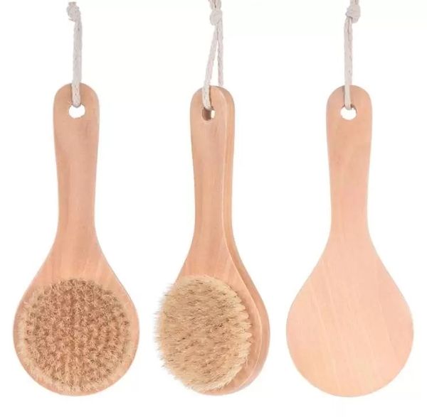 20 pièces brosses de bain en bois avec poignée brosse de bain sec corps court manche en bois poils naturels masseur de douche brosse de salle de bain salle de douche outils propres