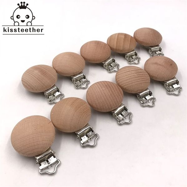 20pcs en bois sucette clip accessoires d'allaitement hêtre sucette clips à croquer dentition bricolage factice clip chaînes bébé dentition 220514