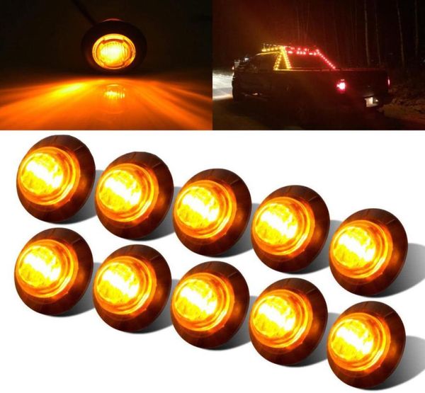 20 pcs jaune petit marqueur latérale ronde lumières 3d à bouton 12V Camion des feux de voiture de voiture universels lumières de dégagement de balle tournure S2803411