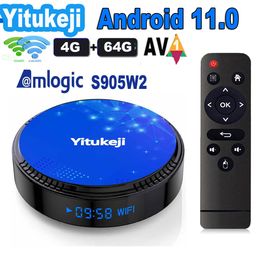 20 stcs yitukeji w2 plus Android 11 tv -doos Amlogic S905W2 4K AV1 2.4G 5G WIFI BT4.0 64G 32G 16G