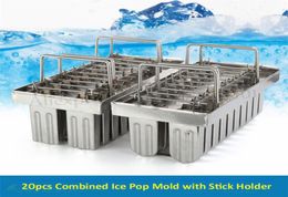 20pcsbatch Ice Pop Moules 304 en acier inoxydable Frozen Yogourt Ice Cream Popsicle Moule commercial outils de cuisine bricolage NEW5896466