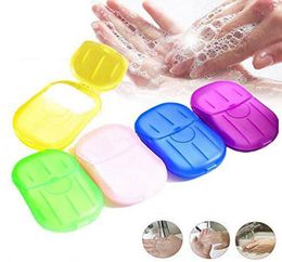 20pcsbox Disposable anti-poussière mini savon de voyage papier lavage de bain à main nettoyage portable en boîte en boîte Paper GH0247879348