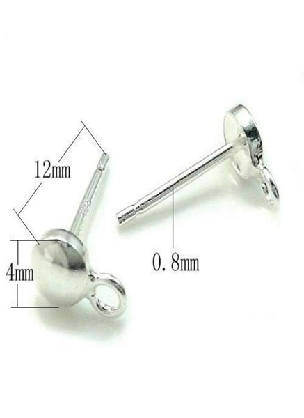 Aiguilles de boucles d'oreilles en argent Sterling 925, 20 pièces, pour bricolage, bijoux artisanaux, 08x4x12mm, WP0572491576