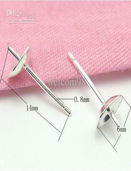 Épingles de boucles d'oreilles en argent Sterling 925, 20 pièces, aiguilles, composants de recherche pour bijoux à bricoler soi-même, cadeau artisanal 08x6x14mm WP0426135964