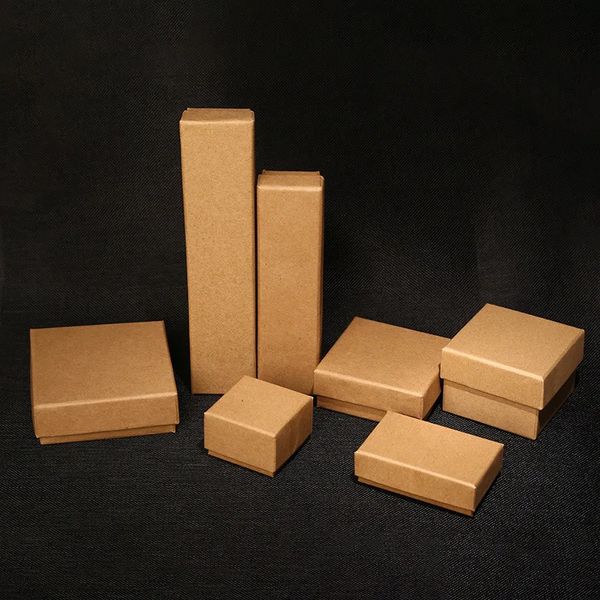 Boîtes à bijoux en papier Kraft brun, 20 pièces, boîtes d'emballage cadeau, organisateur de breloques, bague, montre, boucle d'oreille, boîte à bijoux, vente en gros, 240315