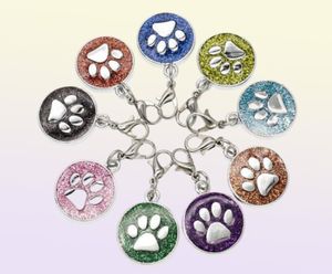 20PCSlot Couleurs 18mm empreintes Chat Chien patte impression pendentif breloques avec fermoir mousqueton adapté pour porte-clés bricolage bijoux de mode4167465