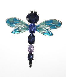 20PCSlot Crystal Email Verkoop Bluegreen Cute Dragonfly Animal Broche Pin voor GiftParty4638189
