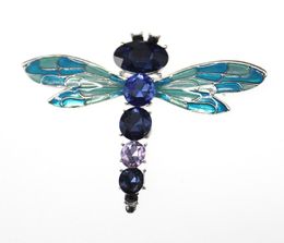 20 pcslot cristal émail vendre bleu vert mignon libellule animal broche pour cadeau fête 5392816