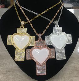 20PcsLot personnalisé coeur croix bijoux Sublimation collier pendentif avec chaîne et inserts pour la saint-valentin cadeaux 7445146
