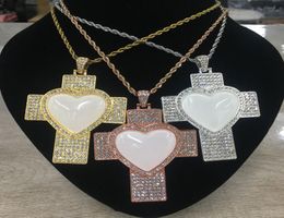 20pcslot Collar de joyería de corazón personalizado colgante de sublimación con cadena e insertos para regalos de día de Valentine039s7905613