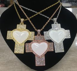 20pcslot Collar de joyería de corazón personalizado colgante de sublimación con cadena e insertos para regalos de día de San Valentín0399493515