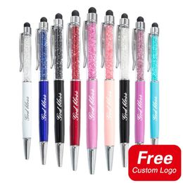 20Pcslot stylo personnalisé cristal diamant stylos à bille en métal personnalisé entreprise publicité petit cadeau papeterie en gros 240229