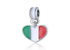 20pcslot Mode verzilverd Emaille Italië Vlaggen Hart Ontwerp Legering metaal DIY Charm fit Europese ArmbandKetting Laag PED6640534