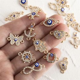 20pcslot gold couleurs à plusieurs degyle strass de cristal les yeux charmes collier de bracelet bricolage pendentif pour accessoires de bijoux 240408