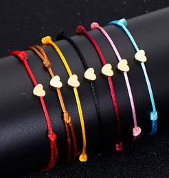 20pcslot Gold Braceletas de corazón encantador Rope Pulsera roja afortunada para mujeres Pulseras hechas a mano de cuerda roja DIY7815347