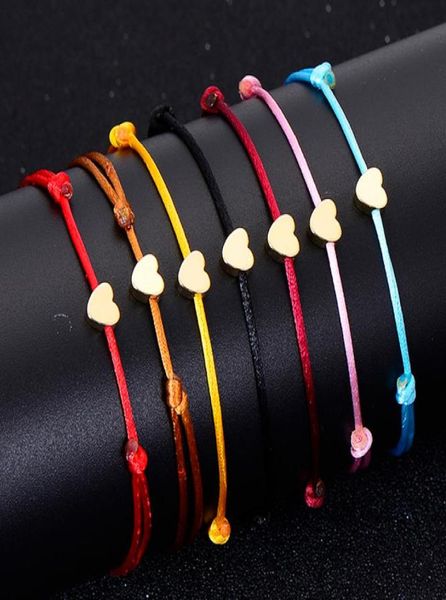 20 pcslot or joli coeur Bracelets corde chanceux rouge Bracelet pour femmes rouge chaîne réglable à la main Bracelet DIY4901754