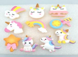 20pcslot Kawaii Unicorn Rainbow Star Resin Flat Back Scrapbooking Hair Centre Bow Centre ACCESSOIRES DIY Y01072576435