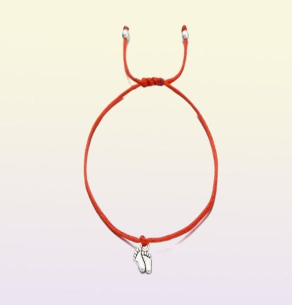 Lote de 20 unidades de pulseras de deseos familiares con pies dobles, abalorios simples de hilo rojo, regalo 7466916