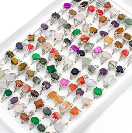 20pcSlot Mix Lot Men039s Ring Natural Stone Rings For Collection Lovers Hele Fashion Party Gift Jewelry4206357
